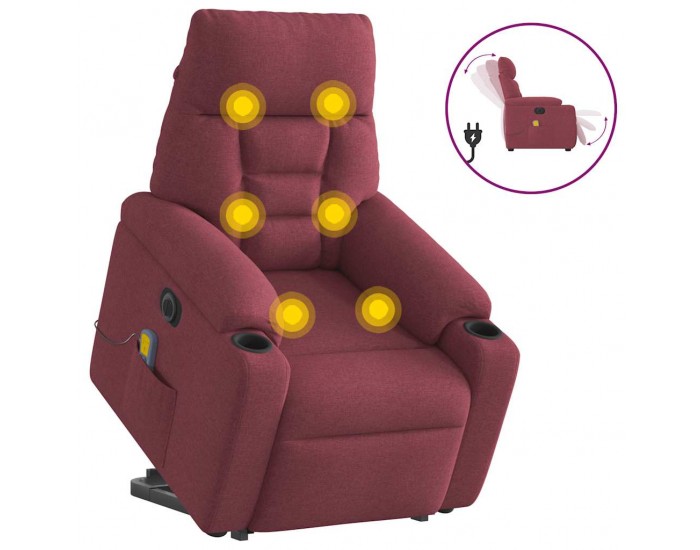 Sonata H Електрически изправящ масажен реклайнер виненочервен текстил
