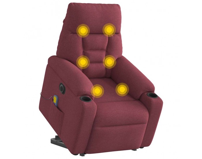 Sonata H Електрически изправящ масажен реклайнер виненочервен текстил