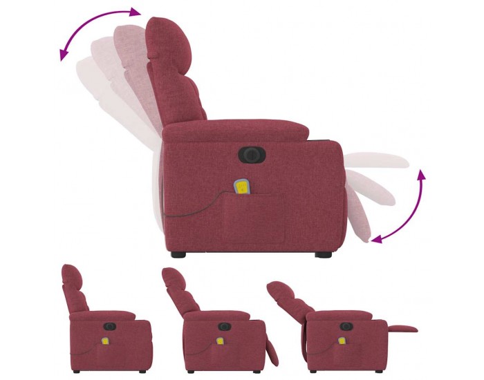 Sonata H Електрически изправящ масажен реклайнер виненочервен текстил