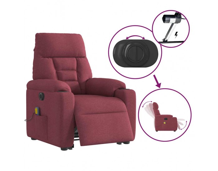 Sonata H Електрически изправящ масажен реклайнер виненочервен текстил