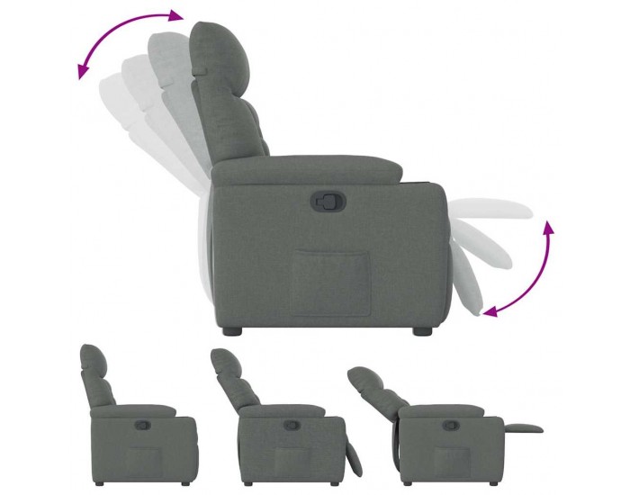 Sonata H Реклайнер, тъмносив, текстил