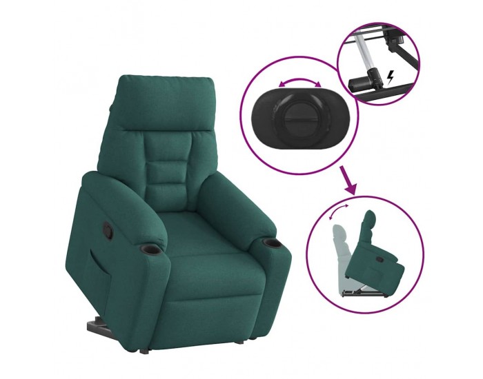 Sonata H Изправящ реклайнер стол, тъмнозелен, текстил