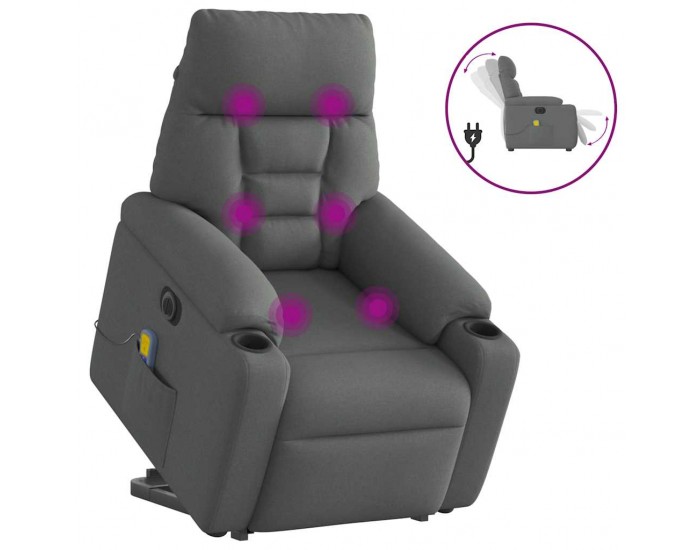 Sonata H Електрически изправящ масажен реклайнер стол тъмносив текстил