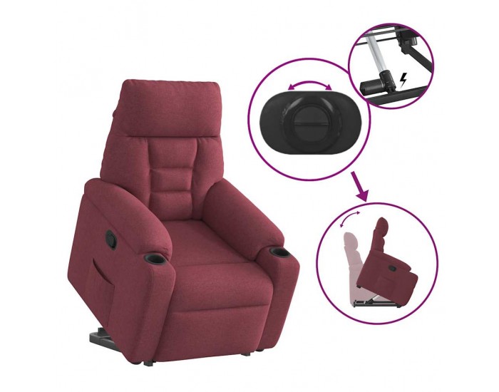 Sonata H Изправящ реклайнер стол, виненочервен, текстил