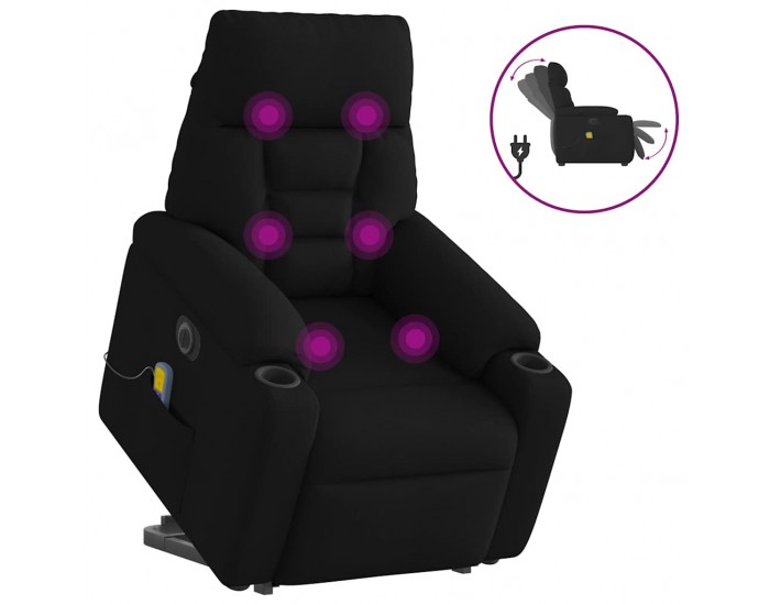 Sonata H Електрически изправящ масажен реклайнер стол черен текстил