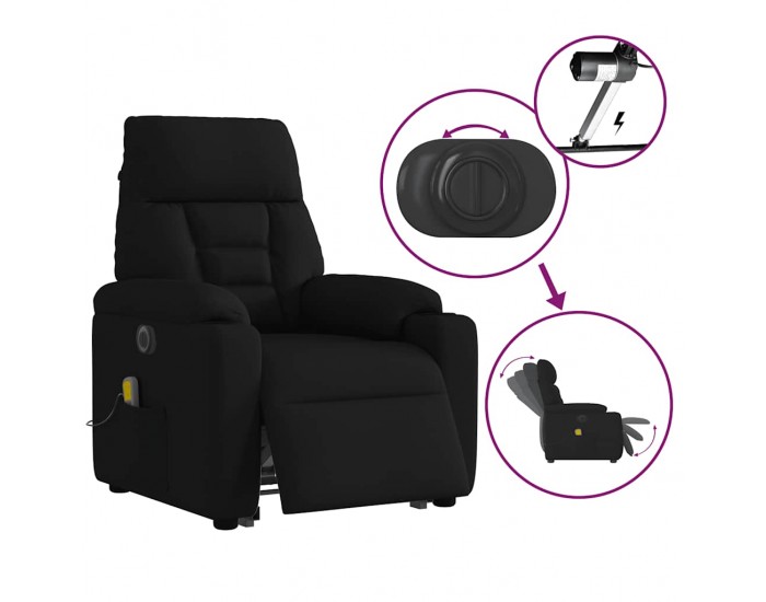 Sonata H Електрически изправящ масажен реклайнер стол черен текстил