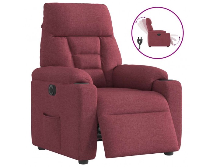 Sonata H Електрически стол реклайнер, виненочервен, текстил