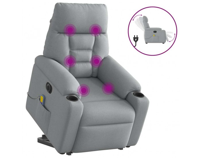 Sonata H Електрически изправящ масажен реклайнер стол светлосив текстил