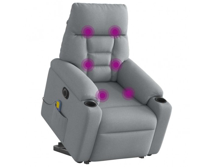 Sonata H Електрически изправящ масажен реклайнер стол светлосив текстил