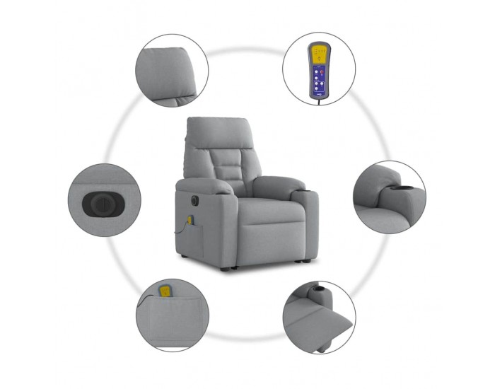 Sonata H Електрически изправящ масажен реклайнер стол светлосив текстил