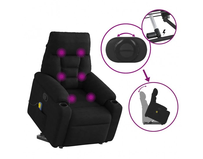 Sonata H Изправящ масажен наклоняем стол, черен, микрофибърен текстил