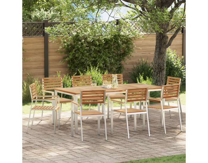 Сгъваеми градински столове Sonata H 8 бр 54.5x56x89 см от масивно тиково дърво