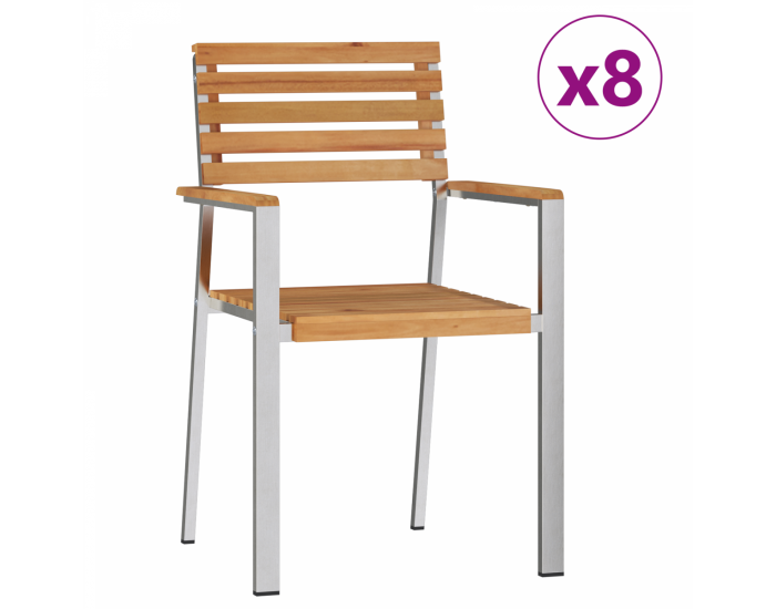 Сгъваеми градински столове Sonata H 8 бр 54.5x56x89 см от масивно тиково дърво