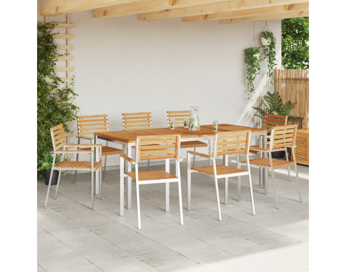 Сгъваеми градински столове Sonata H 8 бр 54.5x56x89 см от масивно тиково дърво