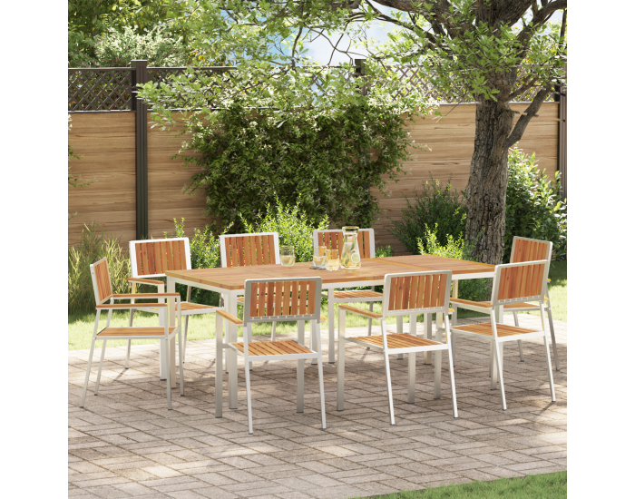 8 броя стекуеми градински столове 54.5x56x87 см от масивна акациева дървесина