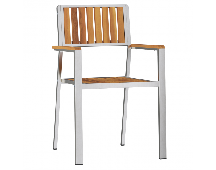 8 броя стекуеми градински столове 54.5x56x87 см от масивна акациева дървесина