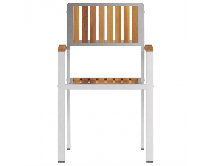 8 броя стекуеми градински столове 54.5x56x87 см от масивна акациева дървесина