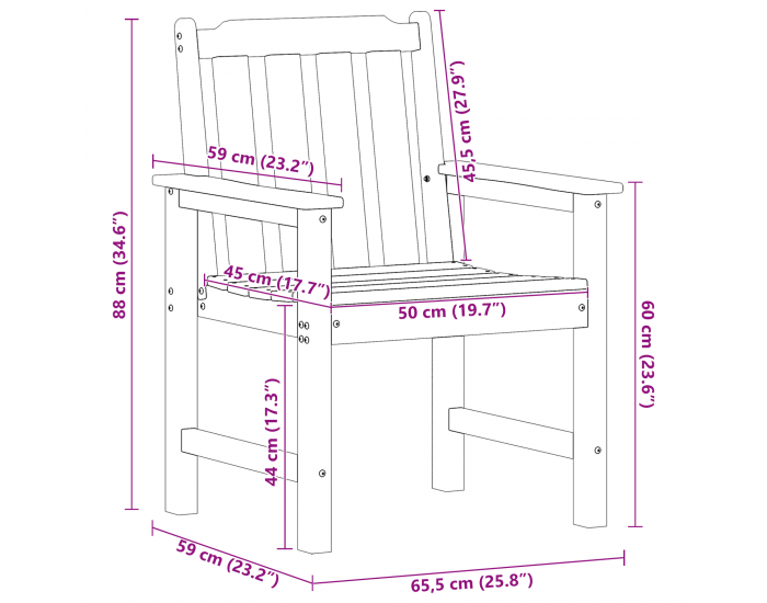Градински столове Sonata H 4 бр Светлосиво 65.5x55.5x88 см HDPE