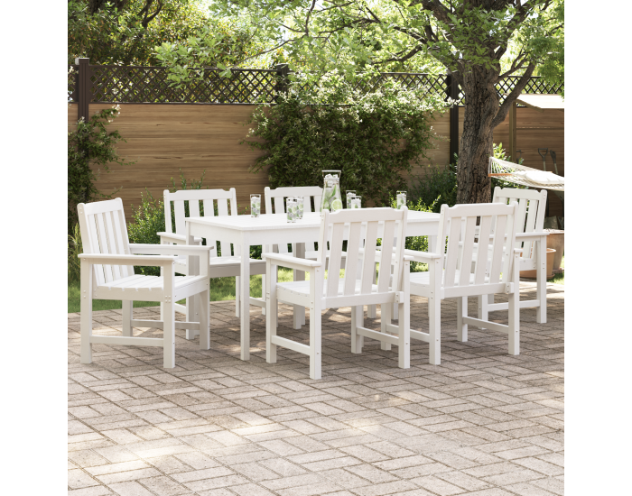 Градински трапезни столове Sonata H 6 бр Бял 65.5x55.5x88 см HDPE