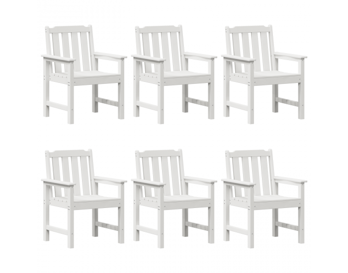 Градински трапезни столове Sonata H 6 бр Бял 65.5x55.5x88 см HDPE