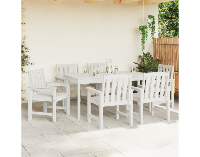 Градински трапезни столове Sonata H 6 бр Бял 65.5x55.5x88 см HDPE