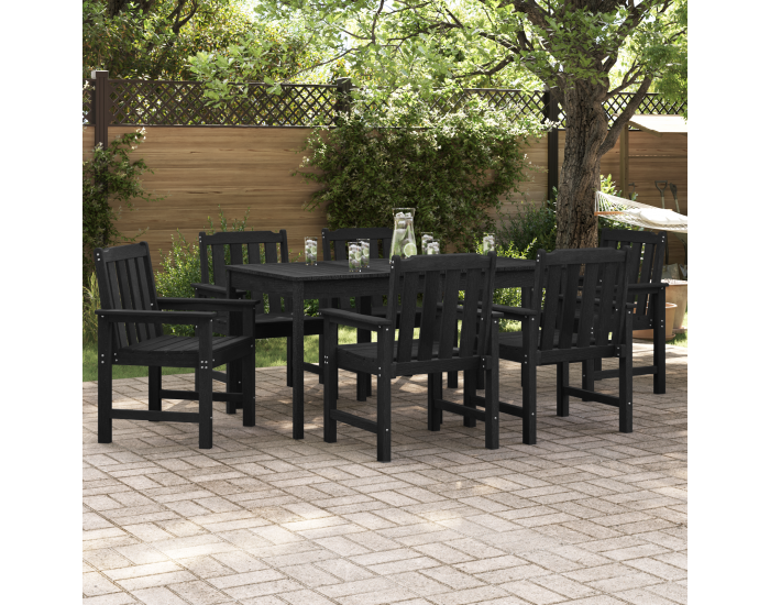 Градински столове Sonata H 6 бр Черен 65,5x55,5x88 см HDPE
