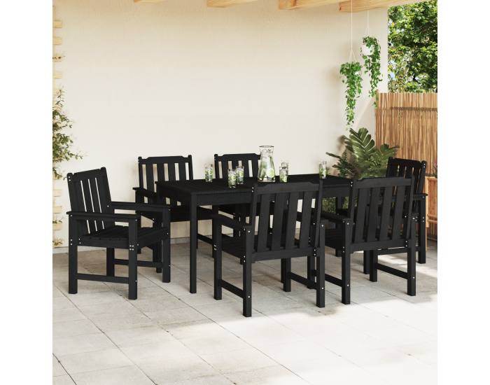 Градински столове Sonata H 6 бр Черен 65,5x55,5x88 см HDPE