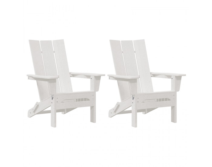 Сгъваеми столове Adirondack 2 бр Бял 74.5x80.5x90 см HDPE Сгъваеми столове Adirondack 2 бр Бял 74.5x80.5x90 см HDPE