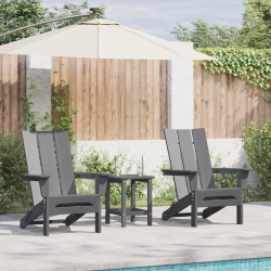 Сгъваеми столове Adirondack от Sonata H 2 броя светлосив 74.5x80.5x90 см HDPE - Градина