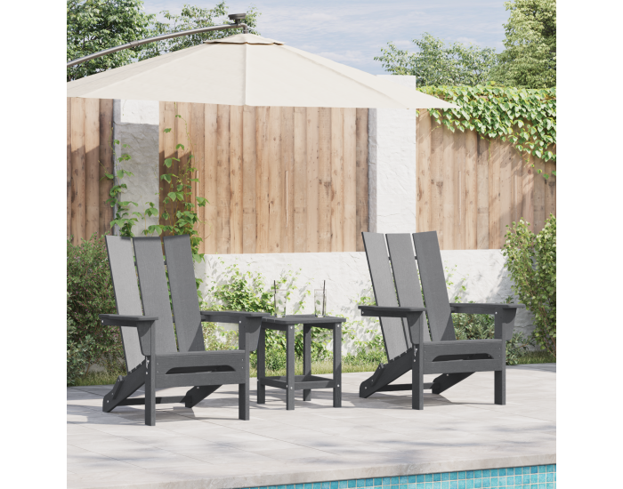 Сгъваеми столове Adirondack от Sonata H 2 броя светлосив 74.5x80.5x90 см HDPE