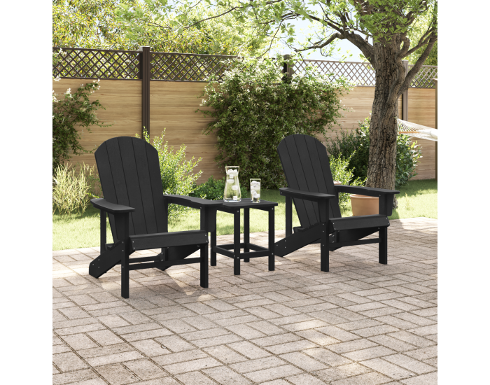Sonata H Adirondack столове 2 бр Черно 74x82x90 см HDPE Sonata H Adirondack столове 2 бр Черно 74x82x90 см HDPE