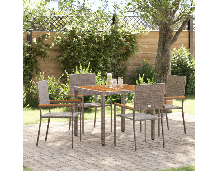 Sonata H 5 Частен Градински Трапезен Комплект Сиво Полиратан