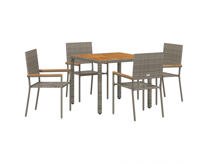 Sonata H 5 Частен Градински Трапезен Комплект Сиво Полиратан