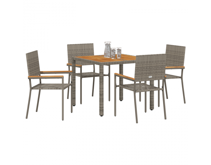 Sonata H 5 Частен Градински Трапезен Комплект Сиво Полиратан