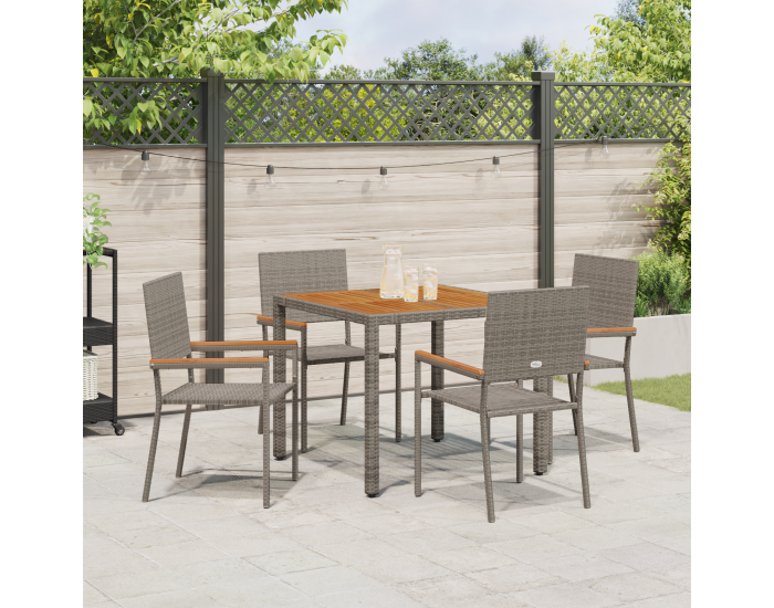 Sonata H 5 Частен Градински Трапезен Комплект Сиво Полиратан