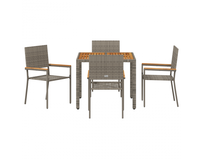 Sonata H 5 Частен Градински Трапезен Комплект Сиво Полиратан