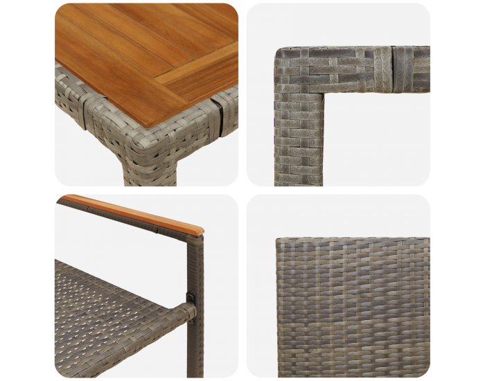 Sonata H 5 Частен Градински Трапезен Комплект Сиво Полиратан