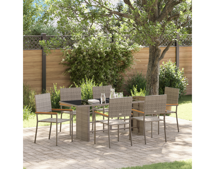 Комплект градински мебели Sonata H от 7 части сив полиратан