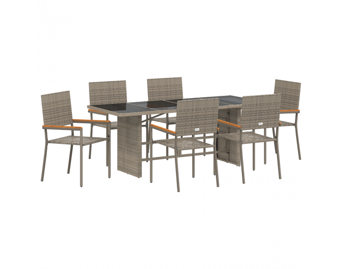 Комплект градински мебели Sonata H от 7 части сив полиратан