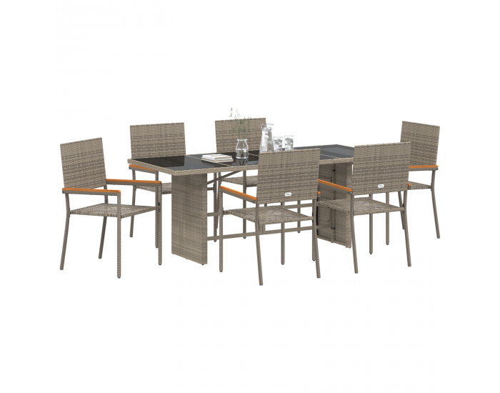 Комплект градински мебели Sonata H от 7 части сив полиратан