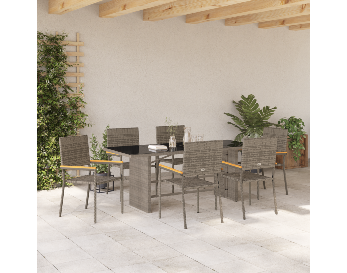 Комплект градински мебели Sonata H от 7 части сив полиратан