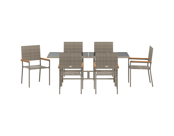 Комплект градински мебели Sonata H от 7 части сив полиратан
