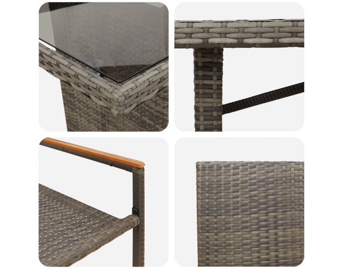 Комплект градински мебели Sonata H от 7 части сив полиратан