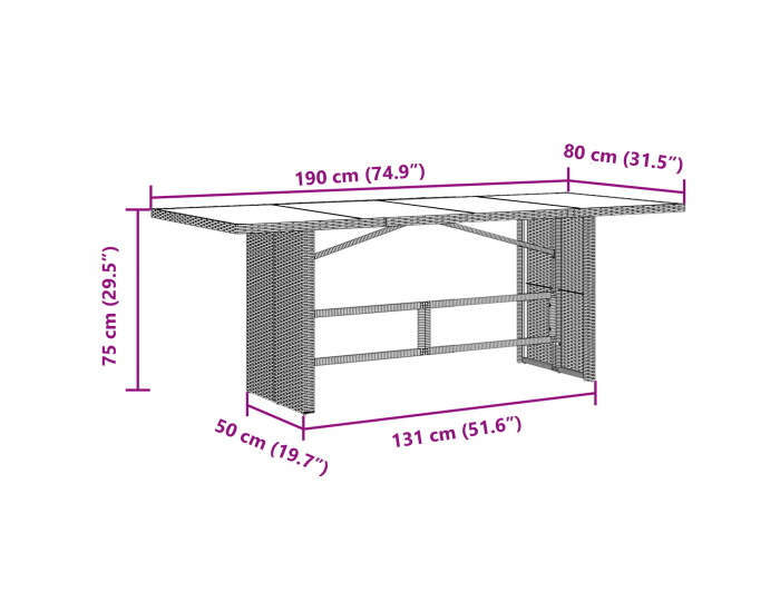 Комплект градински мебели Sonata H от 7 части сив полиратан