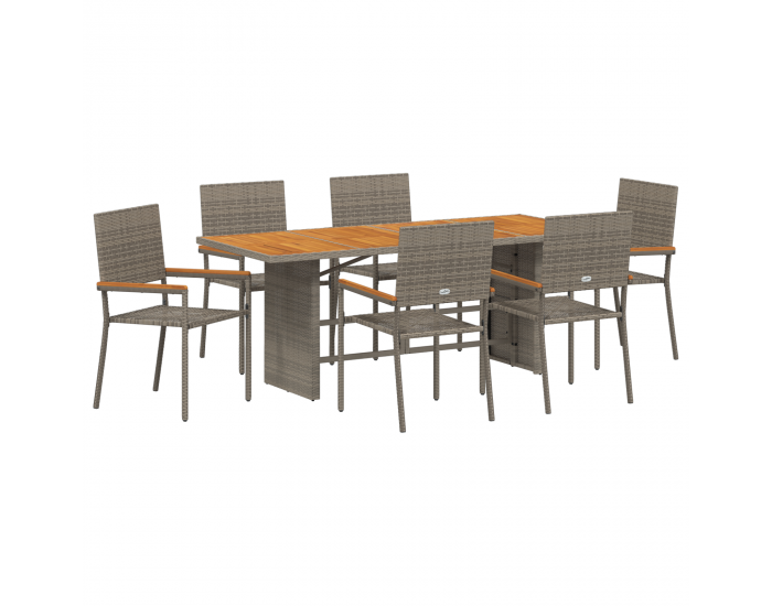 Комплект за градинско хранене Sonata H с 7 части сив полиратан