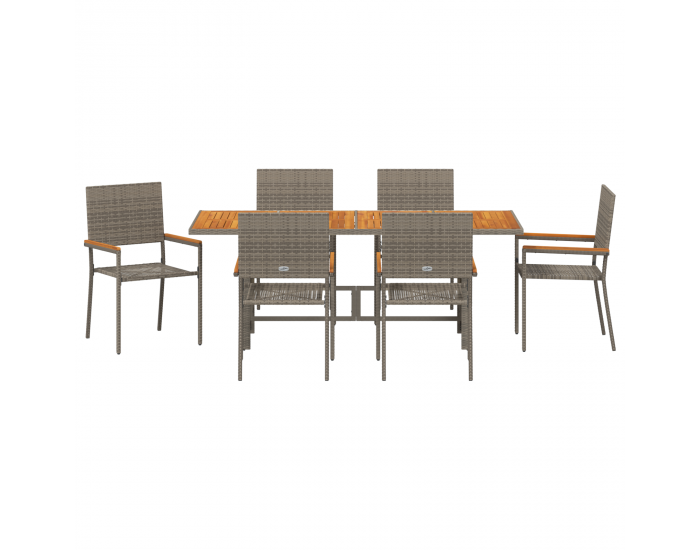 Комплект за градинско хранене Sonata H с 7 части сив полиратан