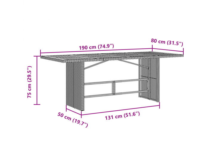 Комплект за градинско хранене Sonata H с 7 части сив полиратан
