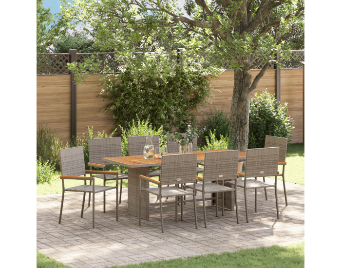 Комплект за хранене в градината Sonata H от 9 части сив полиратан