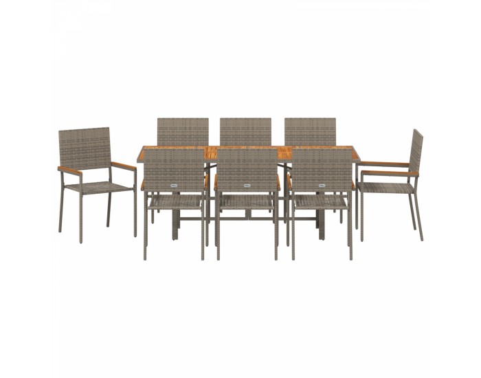 Комплект за хранене в градината Sonata H от 9 части сив полиратан