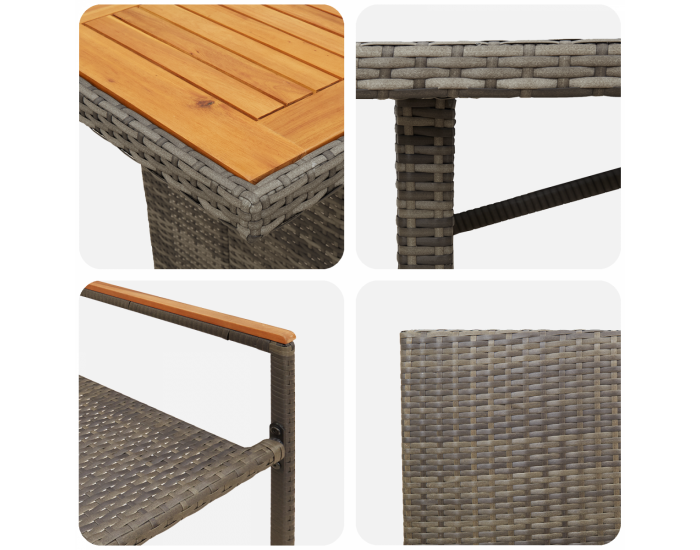 Комплект за хранене в градината Sonata H от 9 части сив полиратан